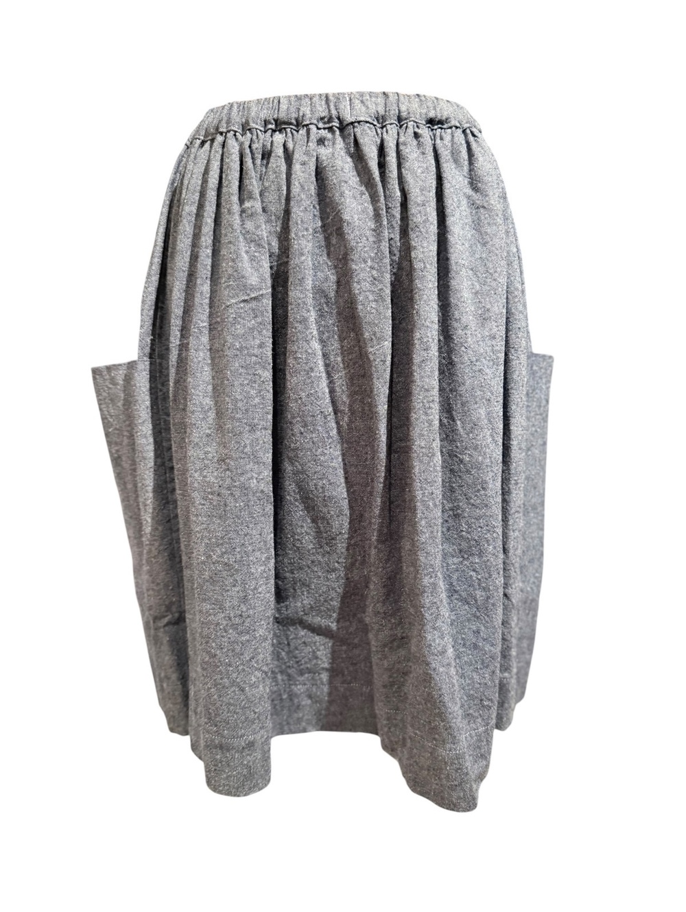 Handmade Blue Denim Gathered Skirt with Side Pockets